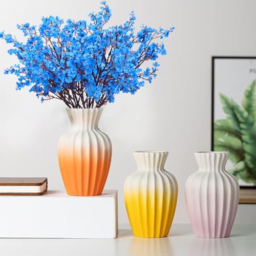 Yastouay Blue Fake Flowers Artificial Flowers, 5 Pcs Real Touch Silk Flowers Faux Artificial Flowers for Decorations, Baby...