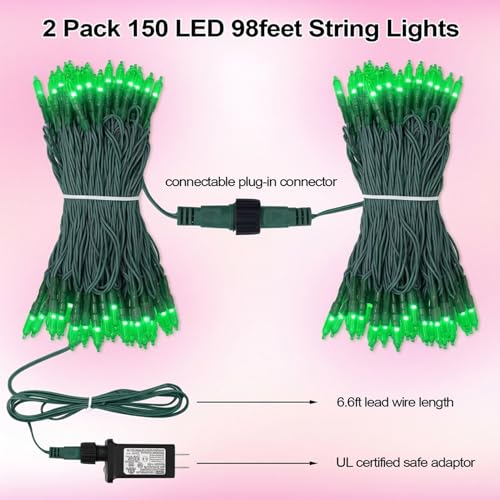 ILLUMINEW St. Patrick's Day LED Fairy Lights - 98ft 300 Count Connectable Waterproof for Indoor Outdoor Holiday Party Deco...