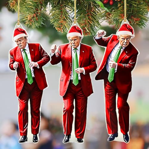 Donald Trump Christmas Ornament 2025 Set of 3 - Trump Ornaments for Christmas Tree, Trump Dancing Ornament, Trump Xmas Gif...
