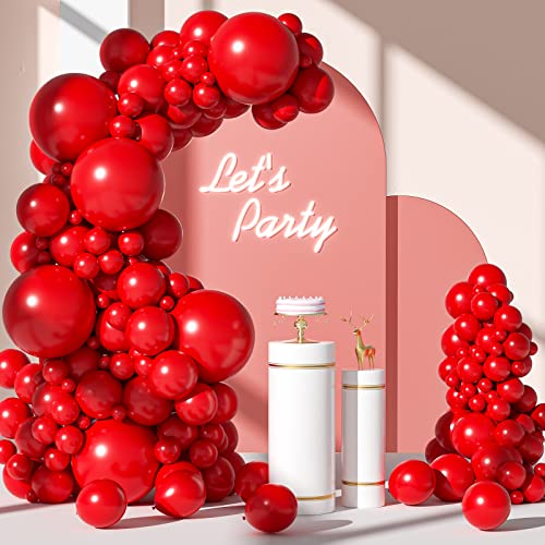 FOTIOMRG 110pcs Red Balloon Garland Arch Kit, 18 12 10 5 inch Red Latex Balloons Different Sizes Pack for Birthday Graduat...