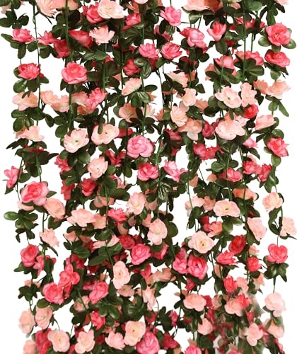 8pcs 65.6Ft Flower Garland,PARTY JOY Fake Rose Vine Artificial Flowers Hanging Rose Ivy Garland for Room Wall Decor Hangin...