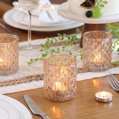 8Pcs Large Votive Candle Holders Gold Tea Light Candle Holders Glass Candle Holder for Wedding, Bridal Shower,Table Center...