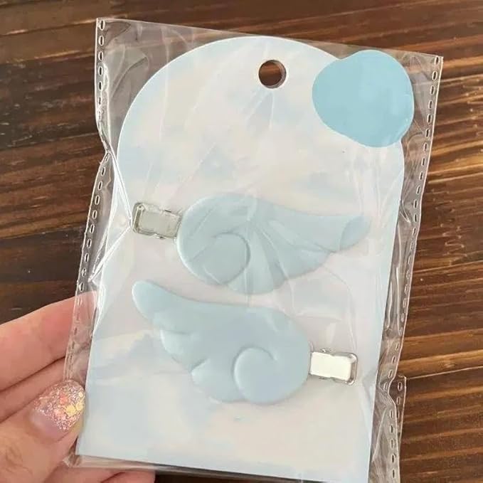 1Pair Cute Sweet Japanese Style Y2K Angel Wing Hair Clip Hairpin Barrettes Headdress Headwear Ornaments Accessories（Blue）