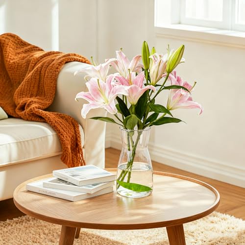 Der Rose 8 inch Clear Glass Flower Vases for Flower Bouquet Decoration Home Centerpiece Wedding Decor Gift