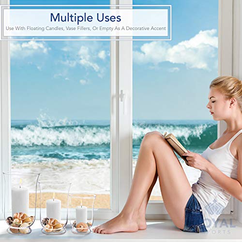 Royal Imports Hurricane Pillar Candle Holder, Clear Glass Flower Vase, Terrarium Planter, Decorative Centerpiece - Use for...