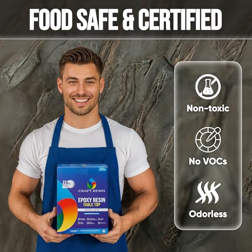 CRAFT RESIN 1 Gallon Table Top Epoxy Resin Kit – 1:1 Mix, Crystal Clear & High Gloss, UV Resistant, Self-Leveling, Resin E...
