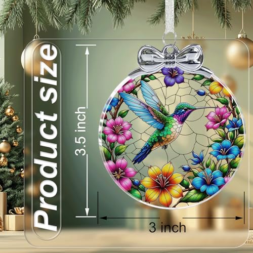 Hummingbird Stained Glass Christmas Ornament - Hanging Ornaments for Christmas Tree Decorations -Holiday Keepsake Present ...
