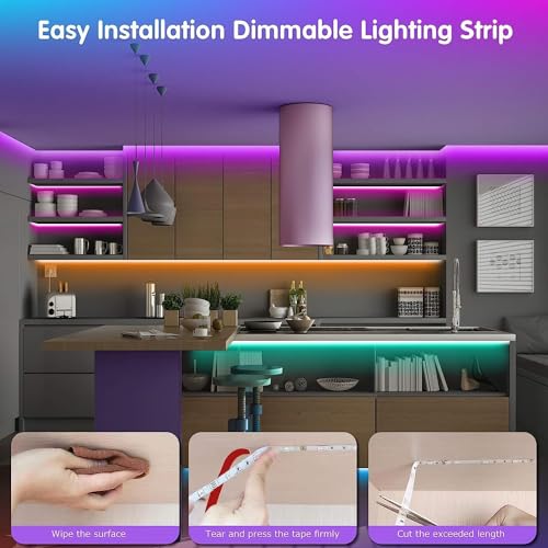 Tenmiro Led Lights for Bedroom 100ft (2 Rolls of 50ft) Music Sync Color Changing Strip Lights with Remote and App Control ...