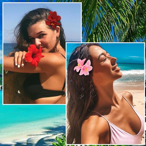 KICOSY 9PCS Hawaiian Flower Hair Clips - Women's Hibiscus, Plumeria & Orchid Designs