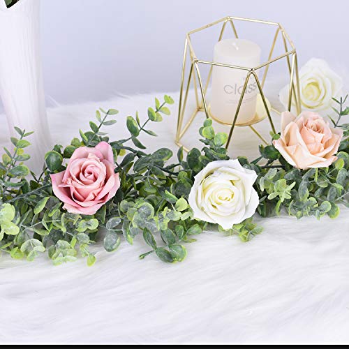 DearHouse Faux Eucalyptus Garland Plant, 2 Pack Artificial Vines Hanging Eucalyptus Leaves Greenery Garland for Wedding Ba...