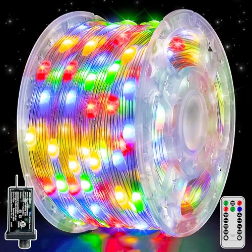 Ccinny Christmas Lights Outdoor 1000LED 328FT, Multicolor Fairy Lights IP67 Waterproof, Plug in String Light with Remote 8...