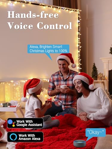 BrizLabs Smart Christmas Lights, 115FT 300 LED Fairy String Lights with App/Voice Control, Warm White & Multicolor Color C...