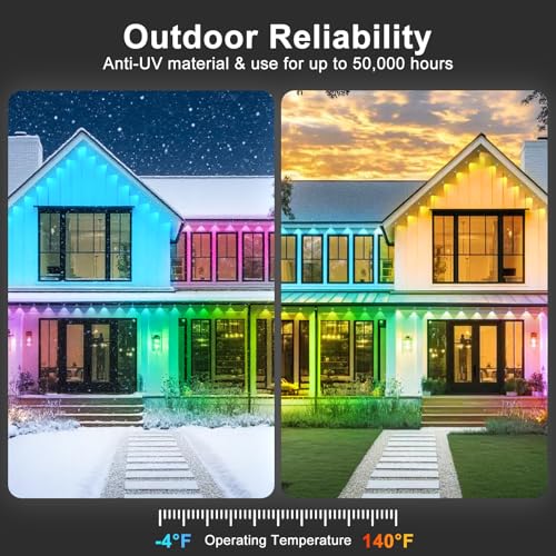 INZIDOL Permanent Outdoor Lights,200FT RGB Eave Light,IP67 Waterproof Lighting for House,Smart LED with App/Remote Control...