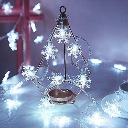 DomeStar Christmas Snowflake String Lights,9.8Ft 20 LED Battery Powered Christmas Fairy Lights Hanging Decor for Xmas Tree...