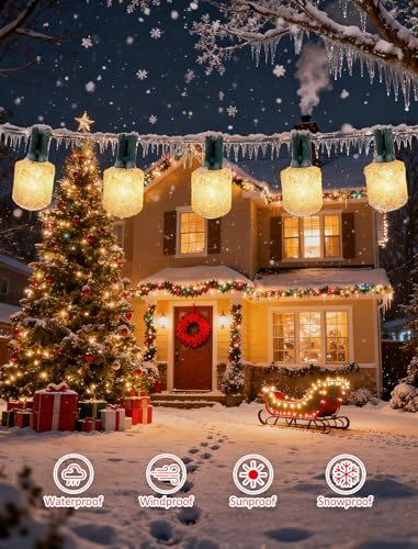 Adirxon Outdoor String Lights, 25FT T40 Retro LED Christmas Lights, Waterproof Warm White Patio Lights for Porch, Bistro, ...