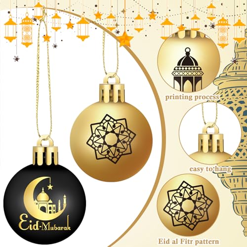 Bememo 24 Pcs Ramadan Ornaments for Tree Eid Al Adha Decoration 1.57 Inches Plastic Ramadan Hanging Ornaments Islamic Moon...