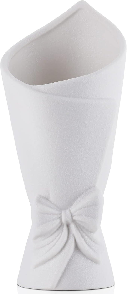 Frosted Porcelain Floral Handmade Vases,Frosted Ceramic vases,Geometric Ceramic Flower Vase for Modern Home Decoration and...