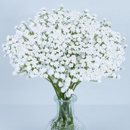 MAQIAHN 6 Baby Breath Artificial Flowers - Babies Breath Flowers Artificial Bulk Faux Flowers Bouquet White Flores Greener...