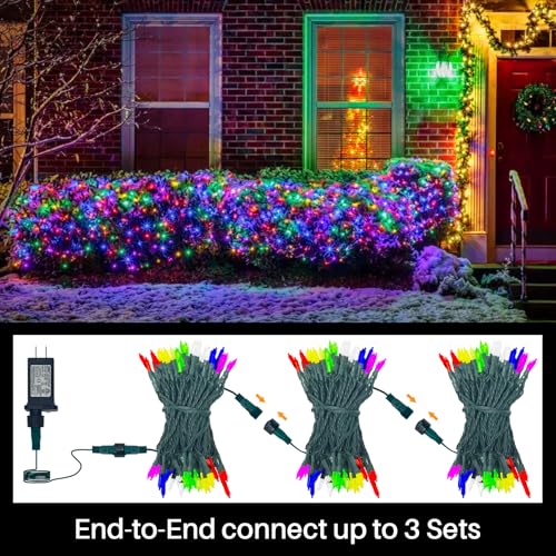 LAMPHOME Multicolor Christmas Mini Lights, 32.5FT 100 LED Clear Bulbs String Lights with 16 Light Modes, Fairy Lights Plug...