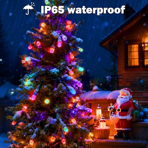 SOLARBABY Solar Christmas Lights Outdoor,142Ft 400 LED Crystal Beads Solar String Lights with Remote,19 Mode Christmas Lig...