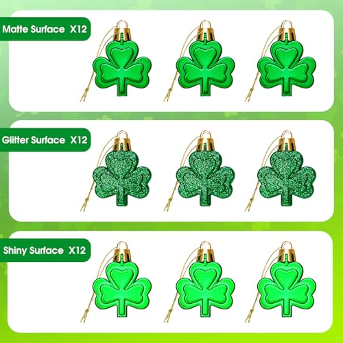 36Pcs St Patricks Day Decorations St Patricks Day Decor Shamrock Ornaments Hanging Tree Decorations Spring Lucky Irish Day...