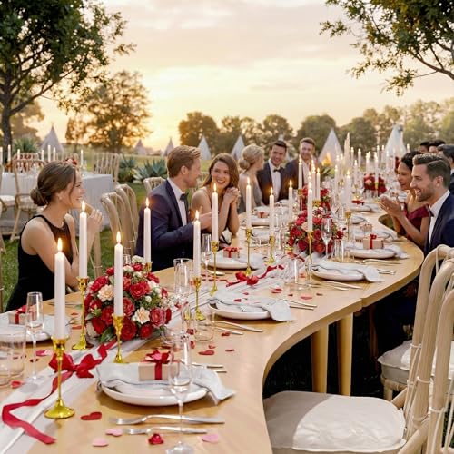 FSyueyun Brass Candlestick Holders Set of 3, Elegant Metal Candlestick Holders for Vintage Taper Candle Holders, Perfect f...