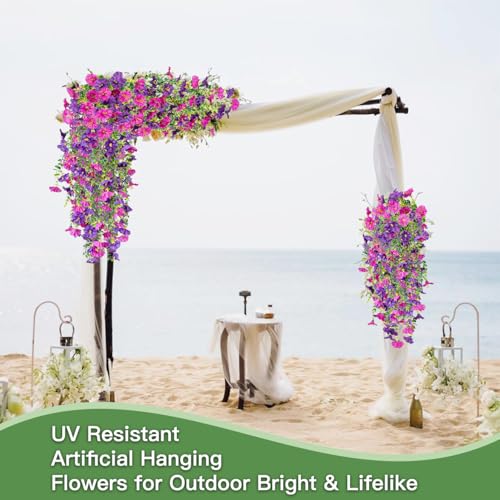 capirosa Artificial Hanging Flowers for Outdoors, 2 Pcs Fake Hanging Plant Summer Fall Decor, UV Resistant No Fade Faux Fl...