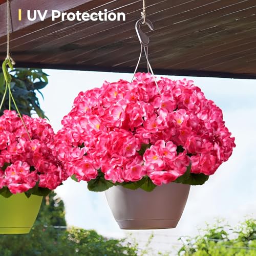 ATTGREAT Artificial Flowers for Outdoors Faux Geraniums Plants UV Resistant Outside Fake Silk Flowers Bulk Plastic Greener...