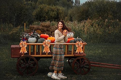 2 Rolls Fall Fabric Ribbons Thanksgiving Decor Ribbons Pumpkin Sunflowers Plaid Burlap Linen Ribbons for Thanksgiving Fall...