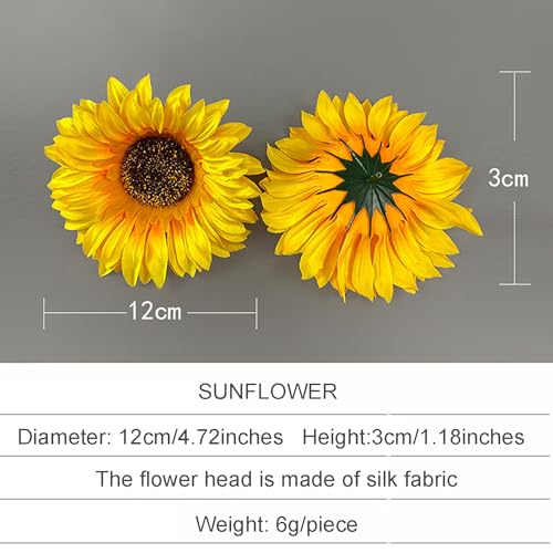 Yiemoge 6pcs Fake Sunflower Heads, 4.7" Sunflowers Artificial Multicolor Silk Flower Heads for Party Baby Shower Wedding G...