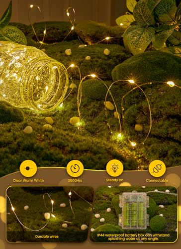 Minetom Fairy Lights Battery Operated with Remote, 33Ft 100 LED Waterproof String Lights Indoor Outdoor, Starry Twinkle Li...