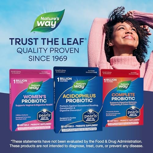 Nature's Way Acidophilus Probiotic Pearls, Supports Digestive Balance & Gut Health, Reduce Occasional Constipation and Blo...