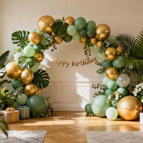RUBFAC 129pcs Metallic Gold Balloons Different Sizes 18 12 10 5 Inch, Latex Balloon Garland Arch Kit for Party Graduation ...