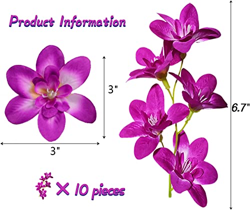 10 Pcs Artificial Flowers for Floating Candles Centerpiece Purple Orchid Faux Flower Vase Fillers for Birthday Wedding Din...