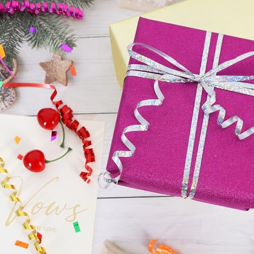 BEISHIDA 500 Yards Silver Ribbon Curling Crimped, Balloon String Shiny Metallic Roll for Gift Wrapping Ribbon for Birthday...