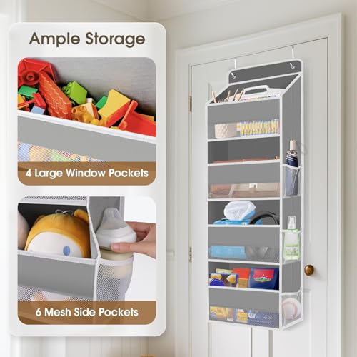 SpaceHacks 1 Pack Over The Door Organizer, Hanging Storage Organizer with Clear Window, 40lb Ultra Sturdy Large Capacity R...