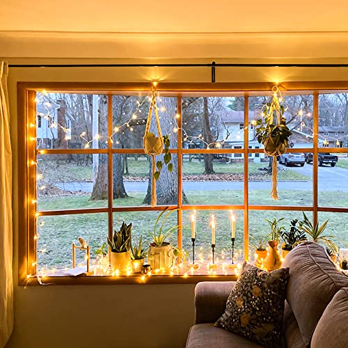 JMEXSUSS 100 LED String Lights Indoor Bedroom, 8 Modes Warm White Christmas Lights Plug in, 33ft Connectable Room Fairy Tw...