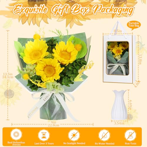 Forever Flowers for Delivery, Preserved Flowers Fresh Sunflower Bouquet, Sophisticated Packaging Preserved Flower Bouquet ...