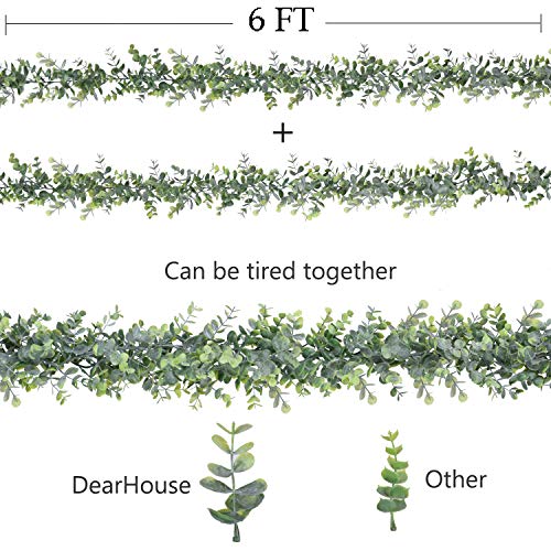 DearHouse Faux Eucalyptus Garland Plant, 2 Pack Artificial Vines Hanging Eucalyptus Leaves Greenery Garland for Wedding Ba...