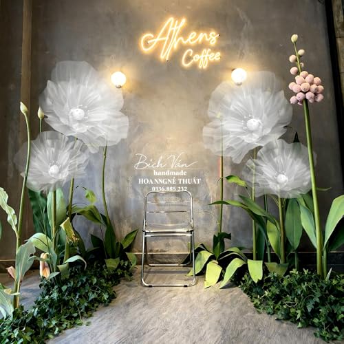 FineCheer 4 Pcs Wedding Giant Flowers Decorations 24 Inch 16 Inch 3D Large Silk Flowers Artificial Faux Floral Backdrop fo...