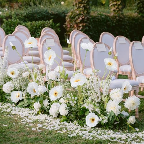 IPOPU 43.3" White Poppy Flowers Artificial Flowers 6pcs Fake Silk Poppies Long Stem Artificial Flowers for Tall Vase for W...