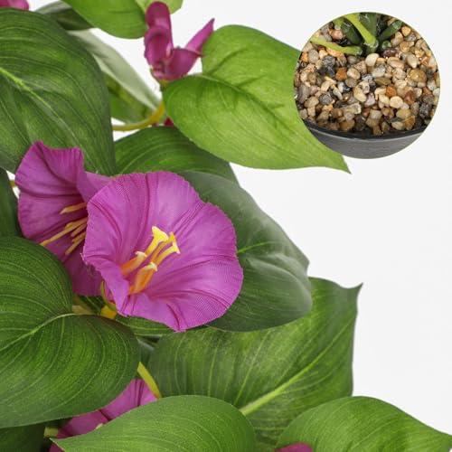 Briful Artificial Hanging Flowers in Pot 25.6" Faux Silk Morning Glory Flower Vine with Cascading Greenery Fake Hanging Pl...