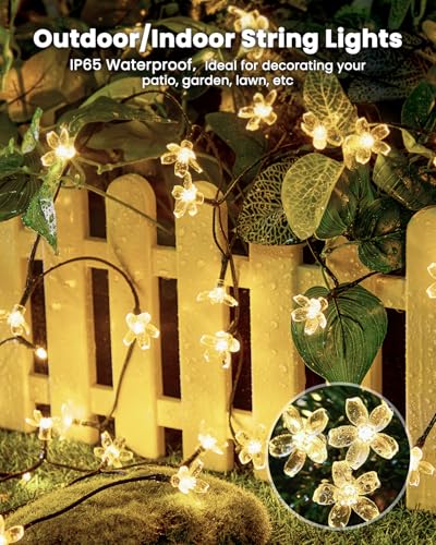 Brightown 2 Pack Total 52FT 120 LED Solar String Lights Flower Outdoor Waterproof Fairy Lights for Garden Yard Fence Patio...