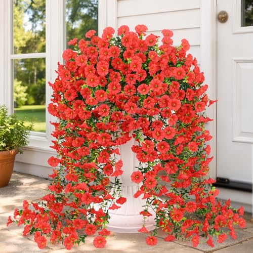 Yastouay Artificial Hanging Flowers for Outdoors, Fake Hanging Flowers for Decoration, UV Resistant Artificial Outdoor Pla...