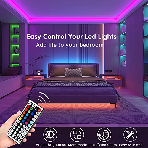 Keepsmile 100ft Led Strip Lights (2 Rolls of 50ft) Bluetooth Smart App Control Music Sync Color Changing RGB Led Light Str...