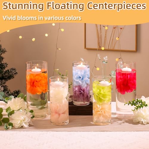 WPPNSY 24 Pcs Floating Candles for Centerpieces and Floating Flowers Artificial Flowers Head Vase Filler for Party Home Ta...