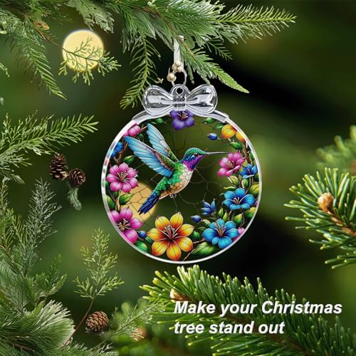 Hummingbird Stained Glass Christmas Ornament - Hanging Ornaments for Christmas Tree Decorations -Holiday Keepsake Present ...