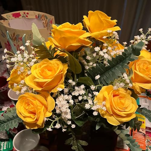 Yastouay Babys Breath Artificial Flowers, 6Pcs Fake White Babys Breath Flowers Artificial Bulk, Real Touch Faux Babies Bre...