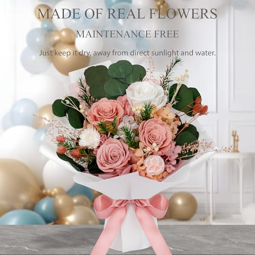 Perfectione Roses 4 Roses Mixed Bouquet for Mother's Day, Flowers for Delivery, Preserved Flowers Birthday Gift for Women ...