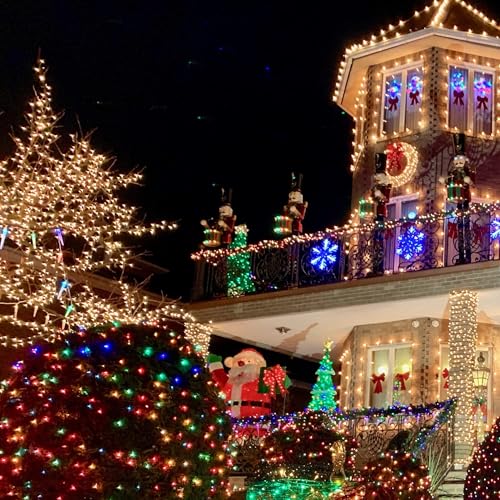 TW SHINE Warm White Christmas Lights, 20FT 100 Count Incandescent White Wire Christmas Tree Lights, Waterproof Xmas String...